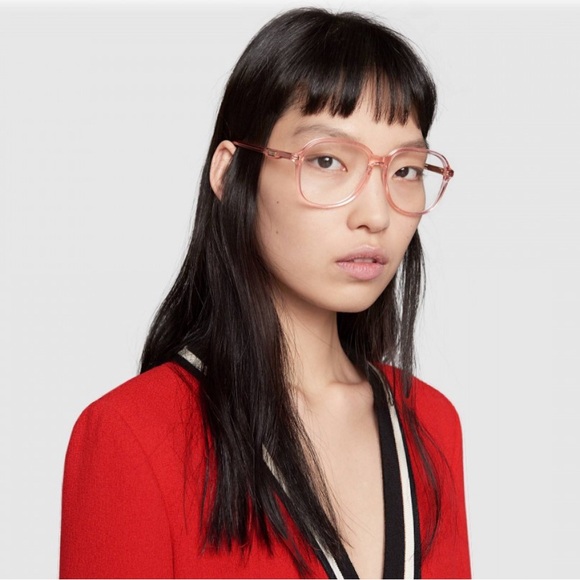 Gucci - Transparent Peach Colored Acetate Sunglasses